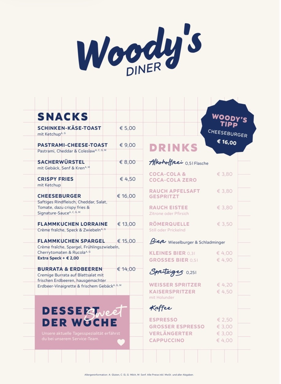 WOODY'S DINER - Soft-Start ab Freitag, 01.05.2026